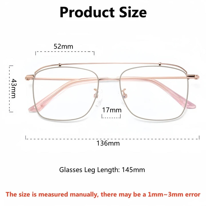 Yimaruili Women's Full Rim Square Double Bridge Titanium Eyeglasses 76007