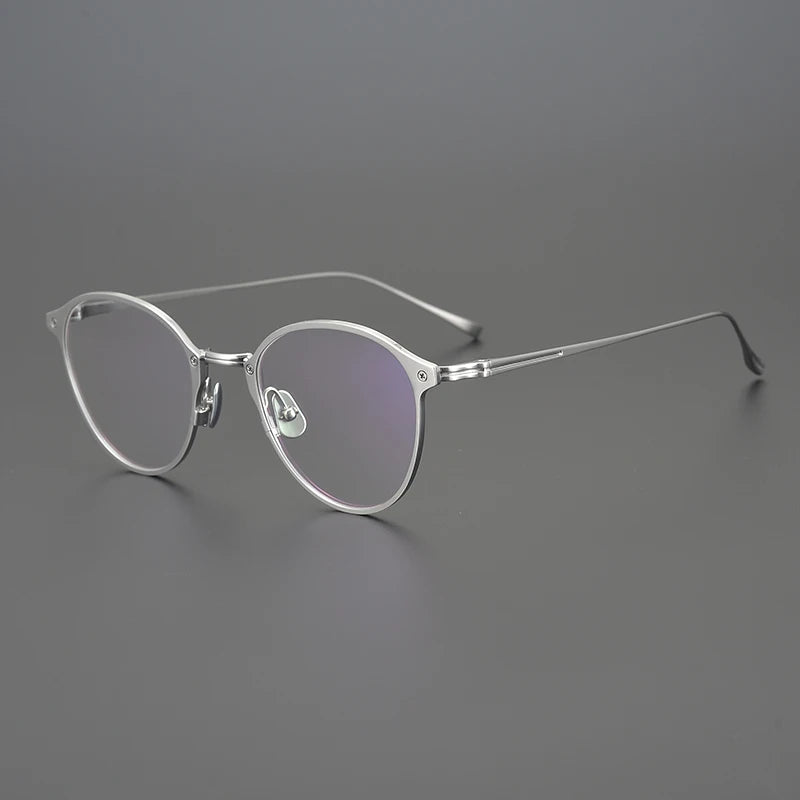 Aimee Unisex Full Rim Round Titanium Eyeglasses 8045 Full Rim Aimee Silver  