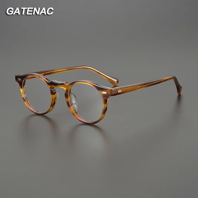 Gatenac Unisex Full Rim Round Acetate Eyeglasses Gxyj1481 Full Rim Gatenac   