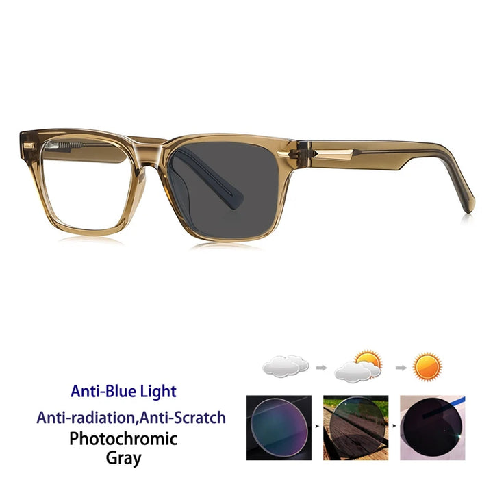 Kocolior Unisex Full Rim Square Acetate Photochromic Reading Glasses 421035