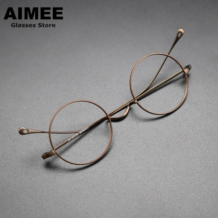 Aimee Unisex Full Rim Small Round Titanium Eyeglasses 11136 Full Rim Aimee   