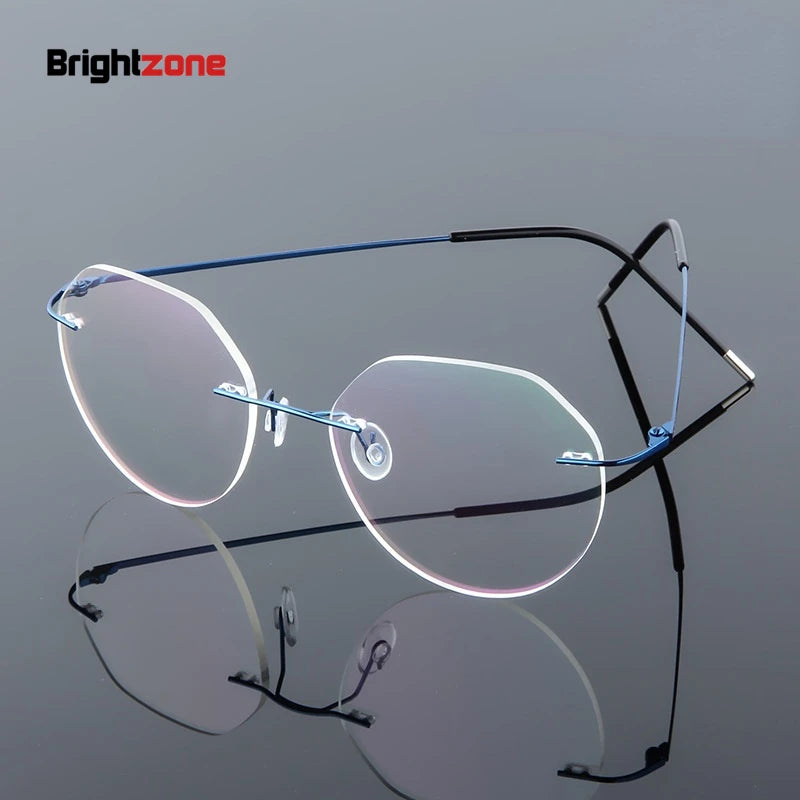 Brightzone Women's Rimless Flat Top Round Alloy Eyeglasses 70112 Rimless Brightzone