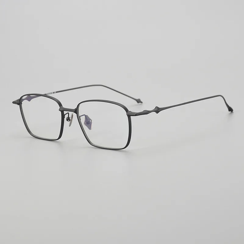 Black Mask Unisex Full Rim Irregular Square Titanium Eyeglasses 0102 Full Rim Black Mask Black  