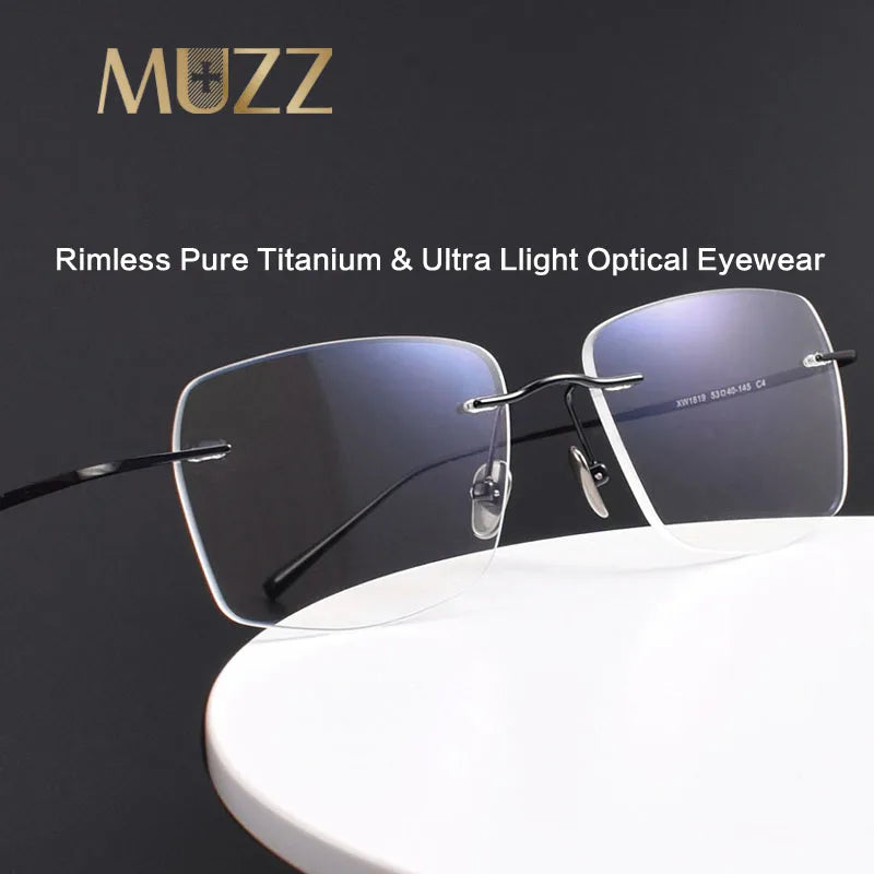 Muzz Women's Rimless Square Titanium Eyeglasses 41819 Rimless Muzz   