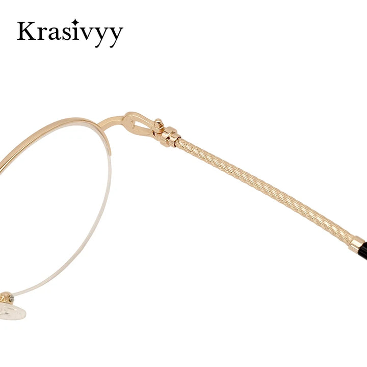 Krasivyy Unisex Semi Rim Round Titanium Prescription Eyeglasses KR682B - view 4