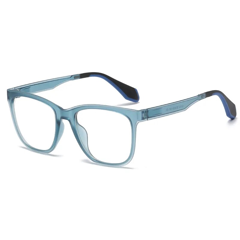 Hdcrafter Men's Full Rim Square Tr 90 Titanium Sport Eyeglasses 02002 Full Rim Hdcrafter Eyeglasses Blue  