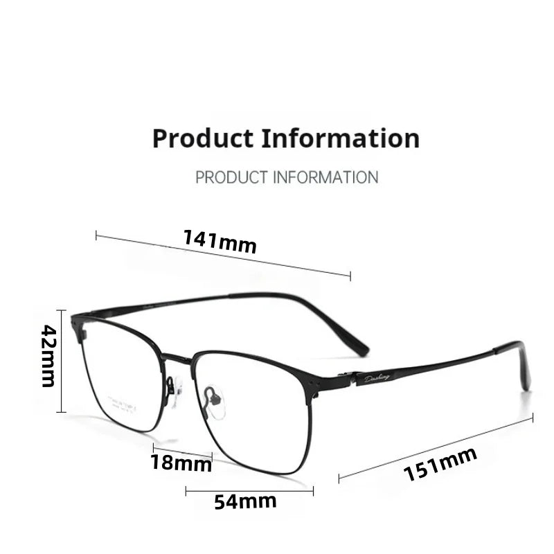 Momoja Unisex Full Rim Brow Line Square Titanium Eyeglasses 76066