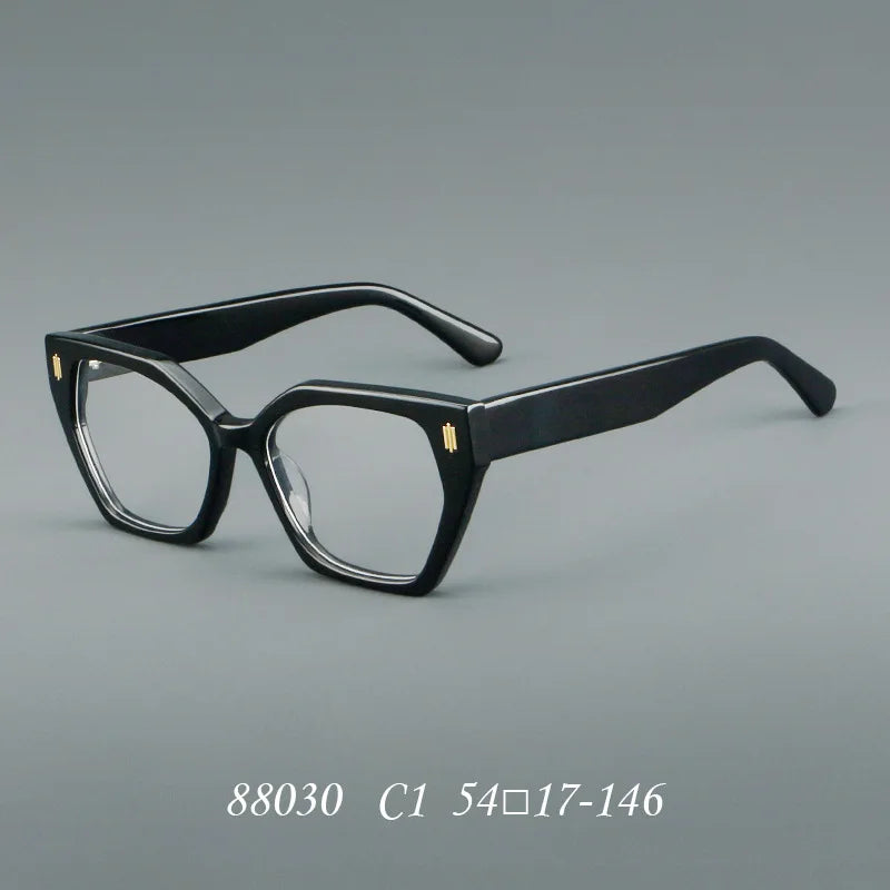Hewei Women's Full Rim Polygon Square Acetate Temple Eyeglasses 88030