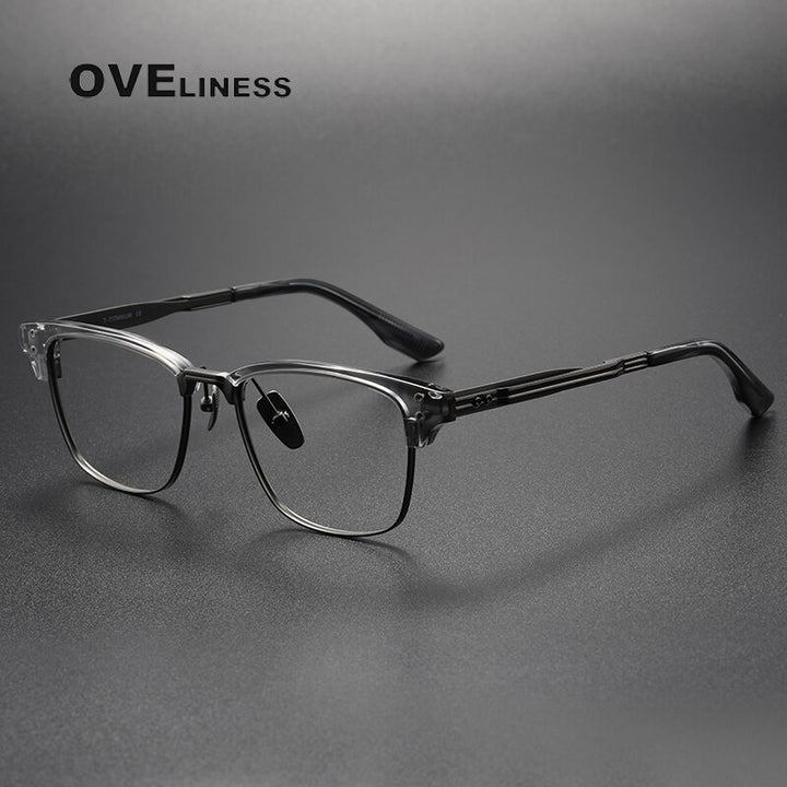 Oveliness Unisex Full Rim Square Titanium Eyeglasses Dxt132 Full Rim Oveliness grey gun  