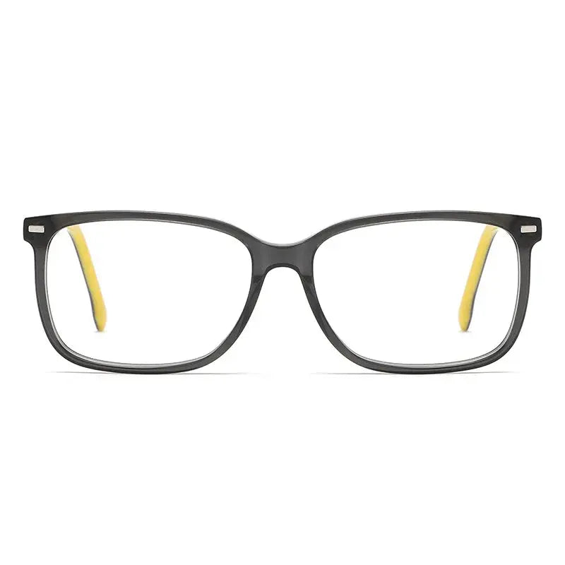 Momoja Unisex Full Rim Square Acetate Eyeglasses 71817 - Black Yellow
