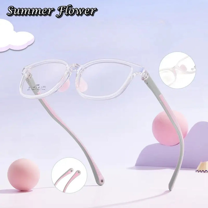 Summer Flower Unisex Youth's Full Rim Square Tr 90 Titanium Eyeglasses 6520