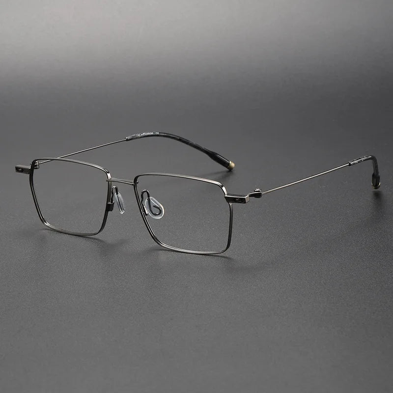 Cubojue Mens Full Rim Square Titanium Reading Glasses 7.6 Reading Glasses Cubojue black 0 