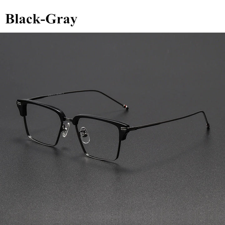 Black Mask Unisex Semi Rim Square Titanium Eyeglasses Tbx422 Semi Rim Black Mask Black-Gray  