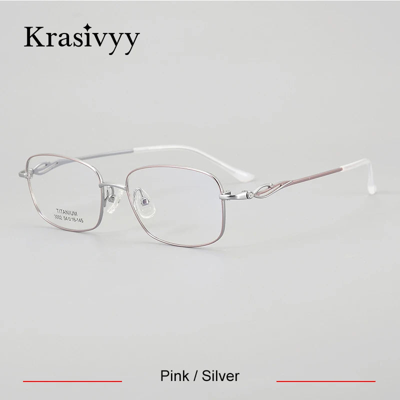 Krasivyy Woman's Full Rim Square Titanium Eyeglasses 443002 Full Rim Krasivyy Pink Silver  