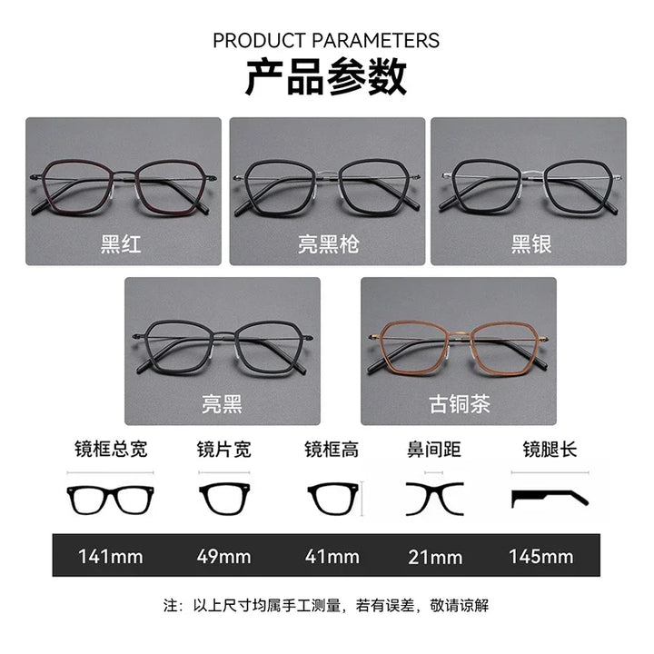 Bclear Unisex Full Rim Polygon Oval Acetate Titanium Eyeglasses 639851