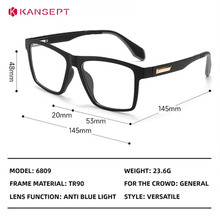 Kansept Unisex Full Rim Square Tr 90 Titanium Reading Glasses 56809