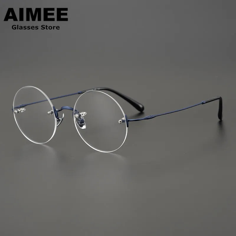 Aimee Unisex Rimless Round Titanium Acetate Eyeglasses 4521 Rimless Aimee   
