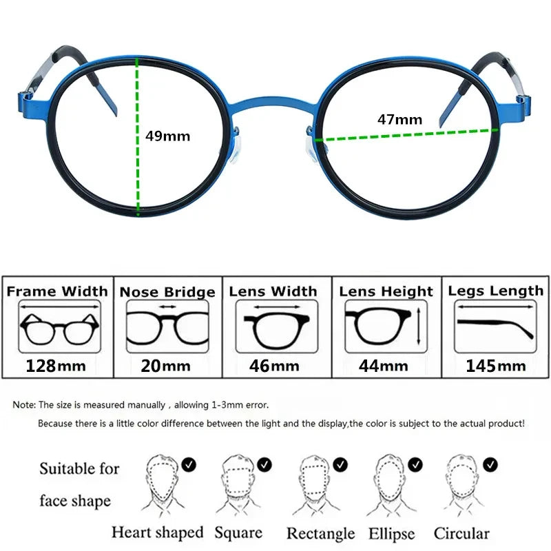 Bobbie Unisex Full Rim Round Titanium Eyeglasses 1011