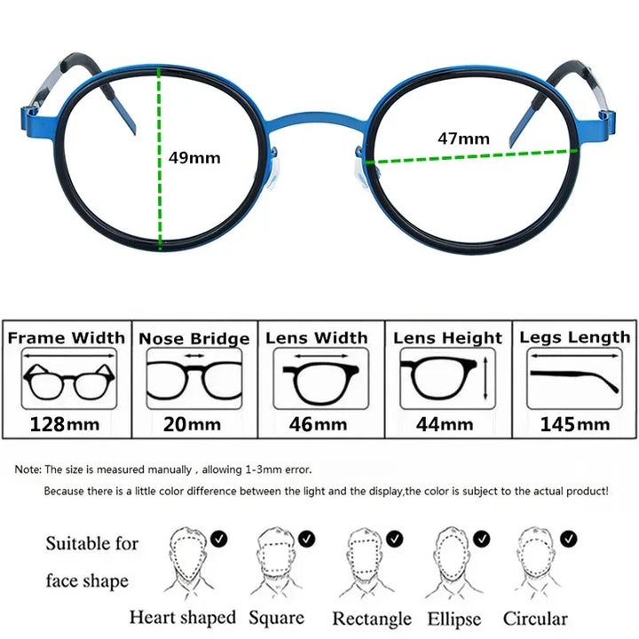 Bobbie Unisex Full Rim Round Titanium Eyeglasses 1011