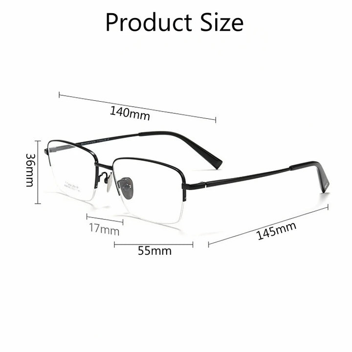 Yimaruili Men's Semi Rim Square Titanium Eyeglasses 81042 Semi Rim Yimaruili Eyeglasses