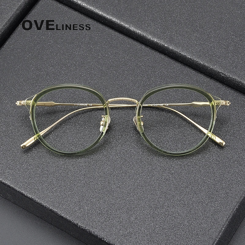 Oveliness Women's Full Rim Oval Acetate Titanium Eyeglasses 88114 Full Rim Oveliness