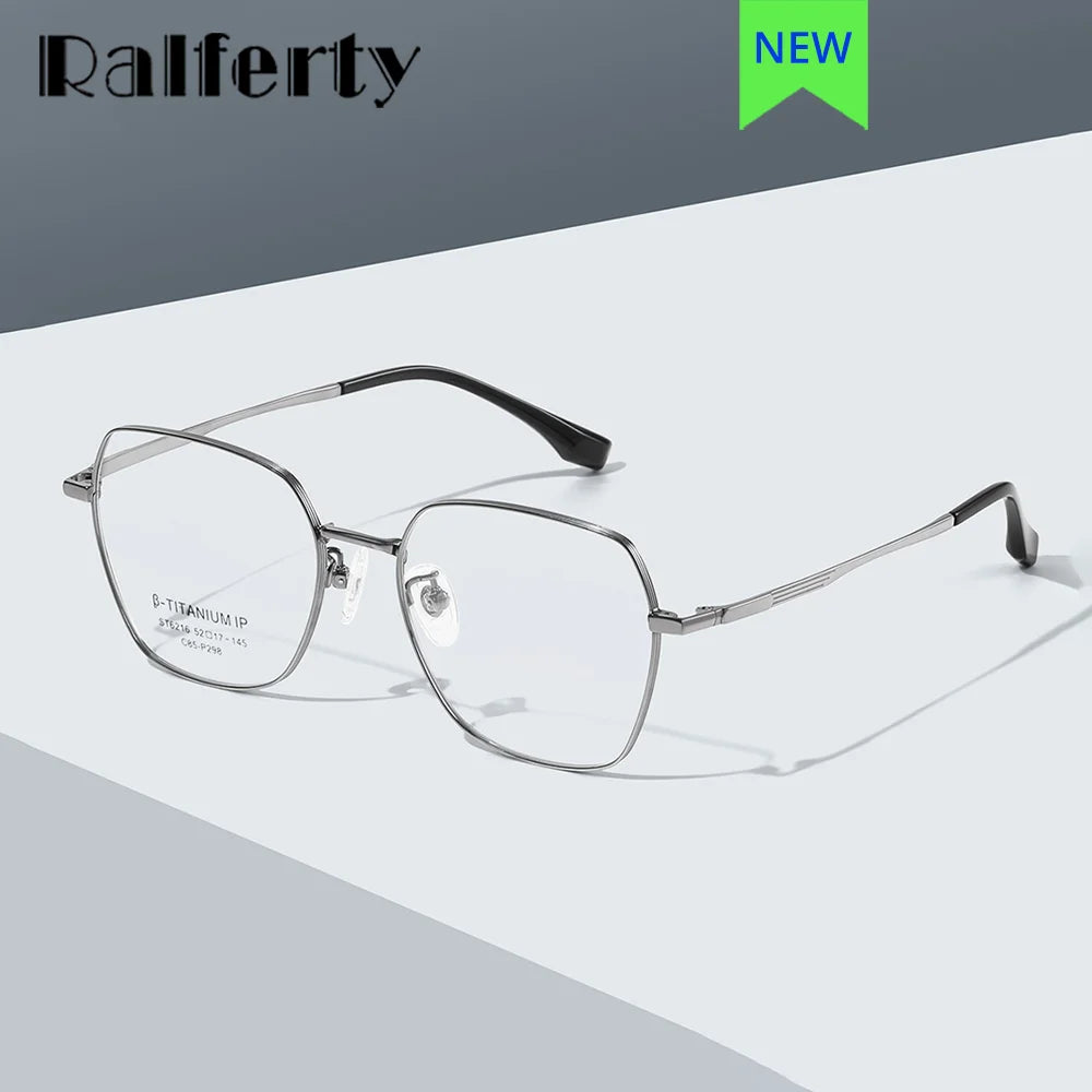 Ralferty Women's Full Rim Square Polygon Titanium Eyeglasses R6216 Full Rim Ralferty   