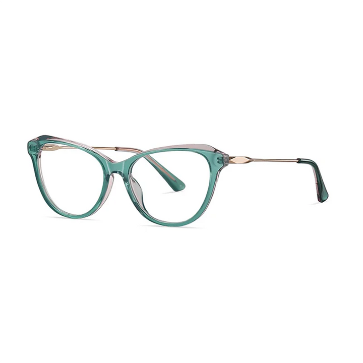 Ralferty Women's Full Rim Square Cat Eye Acetate Eyeglasses R9216 Full Rim Ralferty C715 Green CHINA 