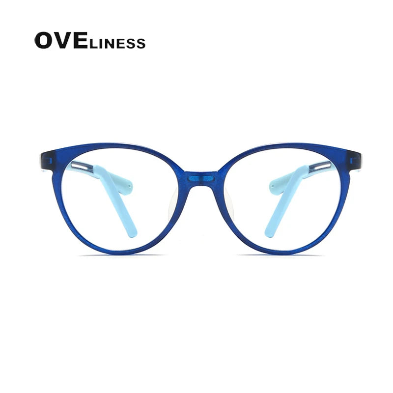 Oveliness Unisex Youth's Full Rim Round Tr 90 Titanium Eyeglasses T2022 Full Rim Oveliness dark blue  