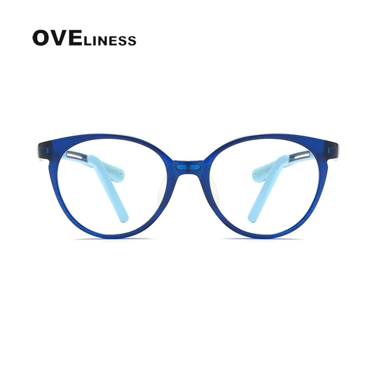 Oveliness Unisex Youth's Full Rim Round Tr 90 Titanium Eyeglasses T2022 Full Rim Oveliness dark blue  