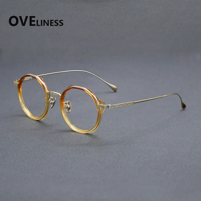 Oveliness Women's Full Rim Round Titanium Acetate Eyeglasses 922403