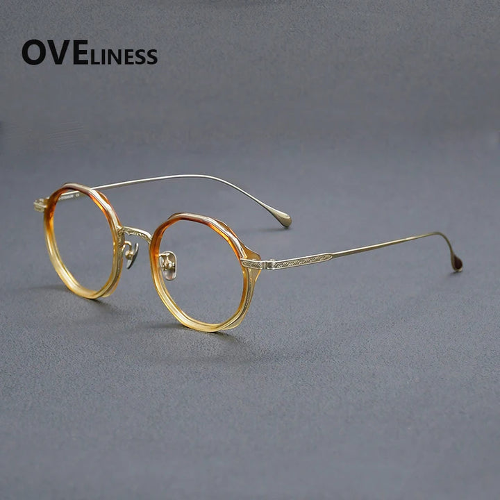 Oveliness Women's Full Rim Round Titanium Acetate Eyeglasses 922403
