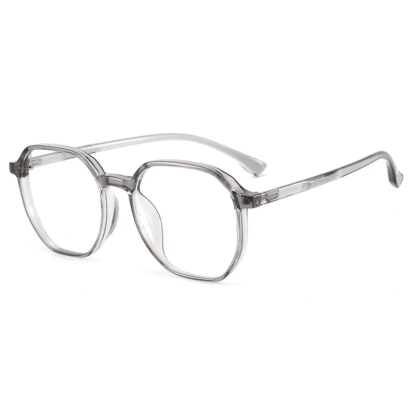 Bclear Unisex Full Rim Polygon Tr 90 Titanium Eyeglasses 90303 Full Rim Bclear Gray  