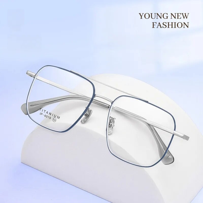 Yimaruili Unisex Full Rim Square Double Bridge Titanium Eyeglasses 6019 Full Rim Yimaruili Eyeglasses   