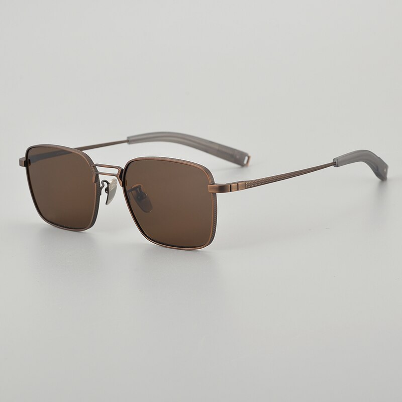 Muzz Unisex Full Rim Square Titanium Acetate Sunglasses Sunglasses Muzz Brown  
