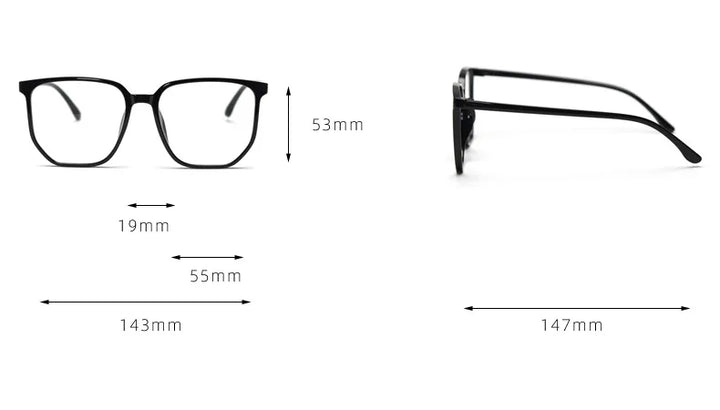 CCspace Unisex Full Rim Polygon Square Tr 90 Titanium Eyeglasses 30833 Full Rim CCSpace   