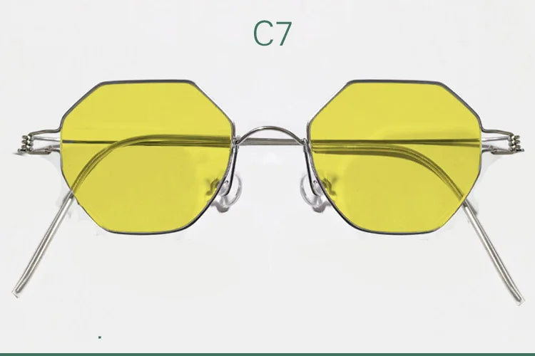 Yujo Unisex Full Rim Polygonal Custom Steel Sunglasses 14134