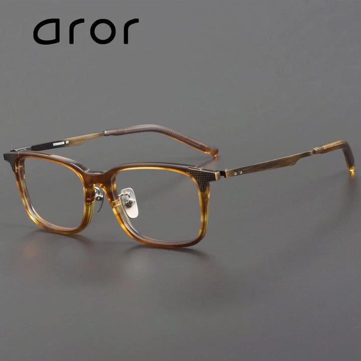 Aror Unisex Full Rim Square Acetate Titannium Eyeglasses 499290 Full Rim Aror