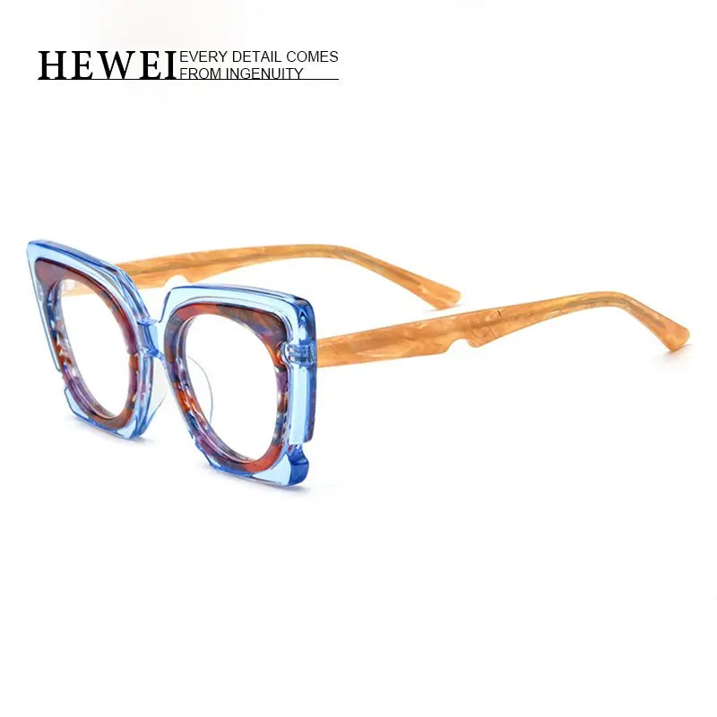 Hewei Women's Full Rim Square Cat Eye Acetate Eyeglasses 19353 Full Rim Hewei   