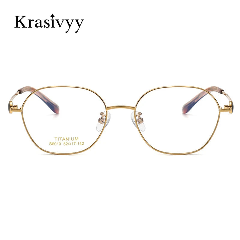 Krasivyy Women's Full Rim Flat Top Round Titanium Eyeglasses 6010 Full Rim Krasivyy   