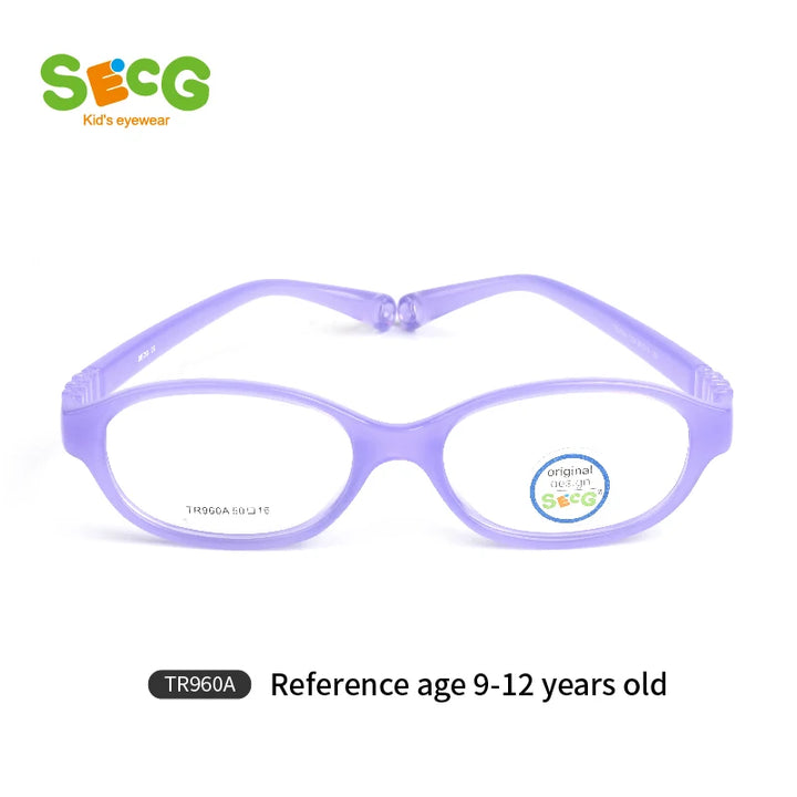 Secg Unisex Children's Full Rim Square Tr 90 Silicone Eyeglasses 8690 Full Rim Secg TR960A TC6 PURPLE  