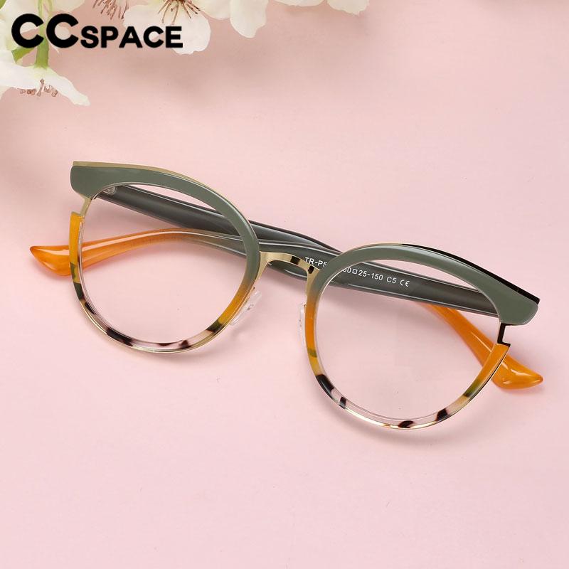 CCSpace  Women's Full Rim Cat Eye Tr 90 Titanium Eyeglasses 56692 Full Rim CCspace   