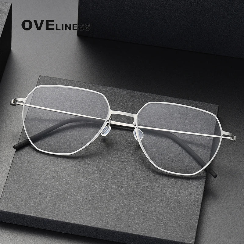 Oveliness Unisex Full Rim Flat Top Oval Titanium Eyeglasses O5526 Full Rim Oveliness   