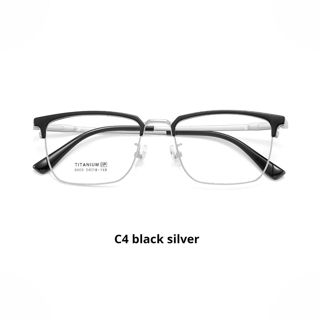 Momoja Unisex Full Rim Big Square Tr 90 Titanium Eyeglasses 728609