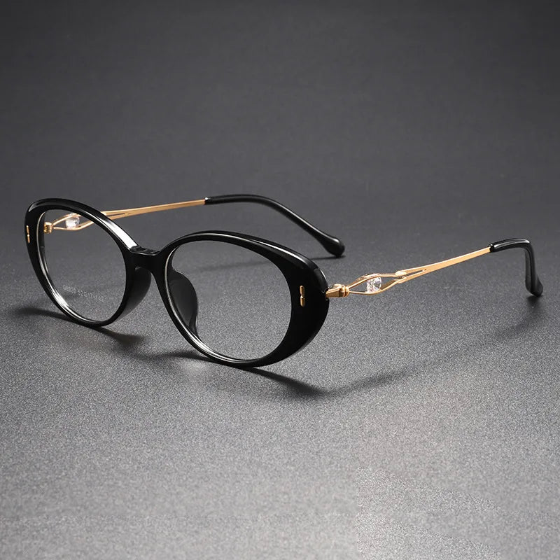 Momoja Women's Full Rim Oval Tr 90 Alloy Spring Hinge Eyeglasses 726020