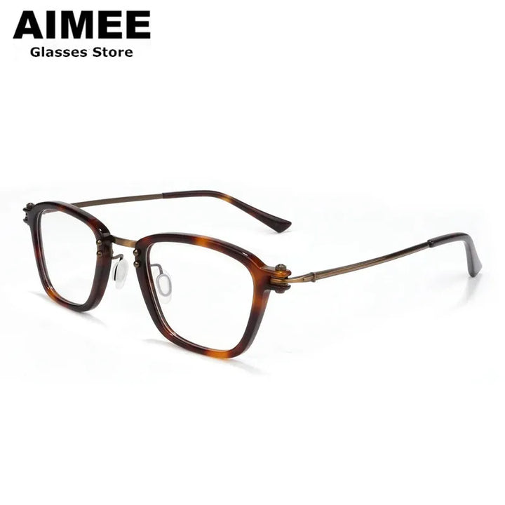 Aimee Unisex Full Rim Square Titanium Acetate Eyeglasses 5880 Full Rim Aimee   