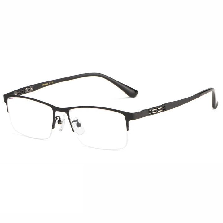 Hotochki Men's Semi Rim Square Titanium Eyeglasses 94099 Semi Rim Hotochki matte black