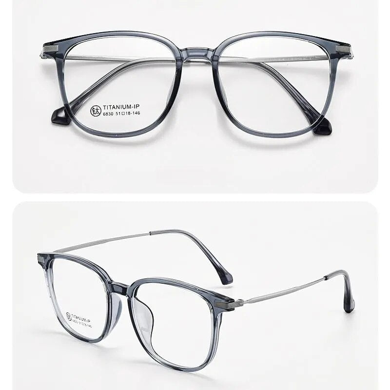 Yimaruili Unisex Full Rim Square  Tr 90 Titanium Eyeglasses 6830 Full Rim Yimaruili Eyeglasses Haze Blue  