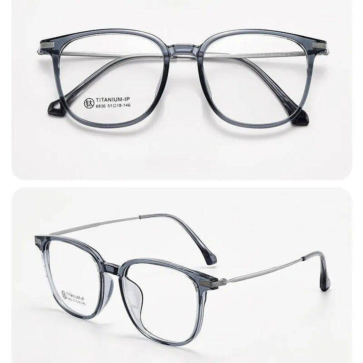 Yimaruili Unisex Full Rim Square  Tr 90 Titanium Eyeglasses 6830 Full Rim Yimaruili Eyeglasses Haze Blue  