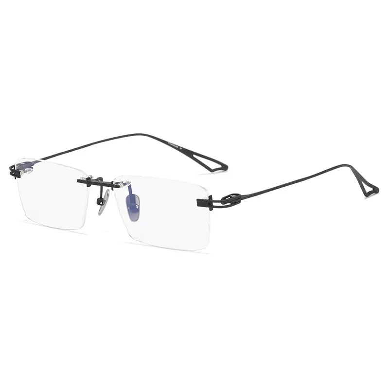 Muzz Unisex Rimless Square Titanium Eyeglasses 55140