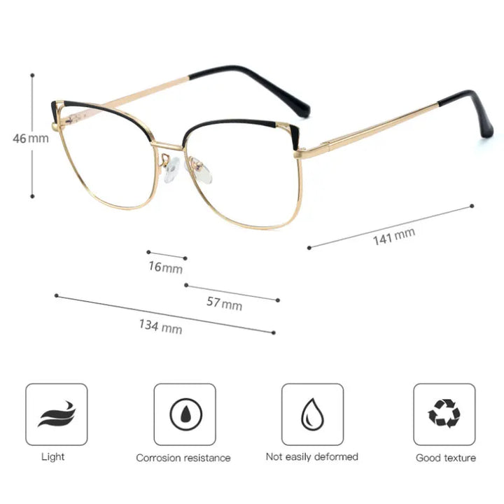 Handoer Women's Full Rim Oval Cat Eye Tr 90 Alloy Eyeglasses 95796